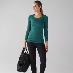Lululemon | Swiftly Tech Long Sleeve Top | Heathered Jungle | 6 | EUC